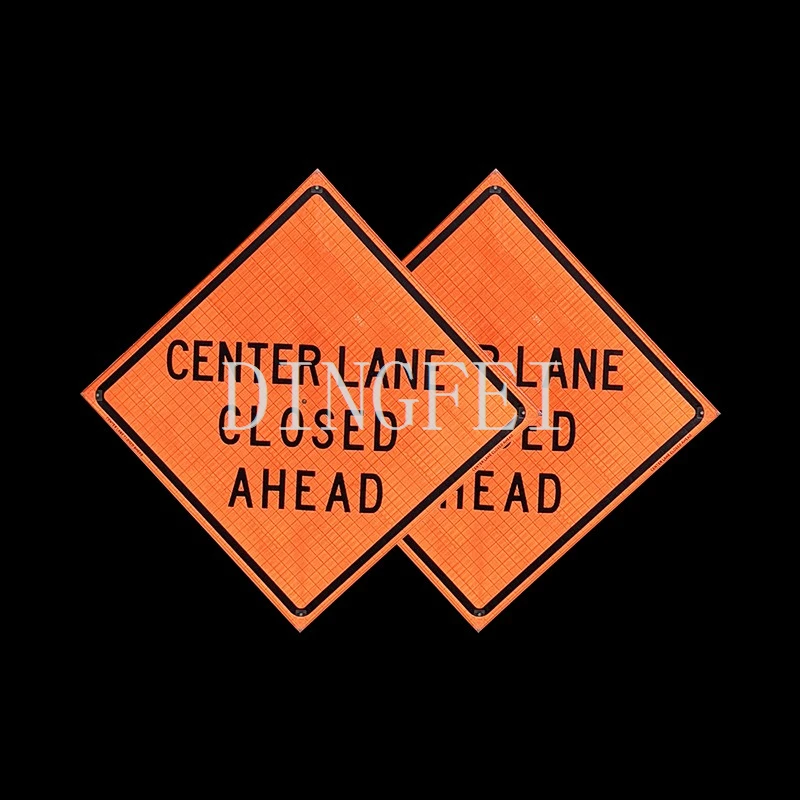 Center Lane Closed Ahead Roll Up Signs