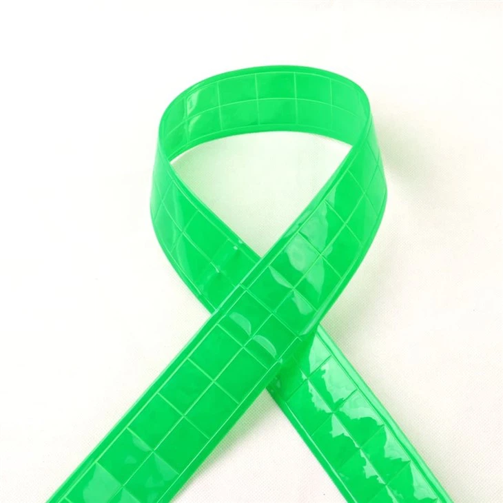 Green Checkered PVC Reflective Tape For Clothing
