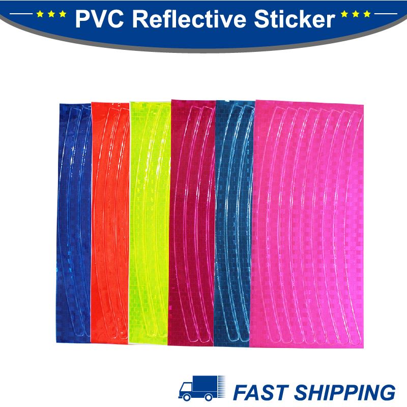 Adesivos de listras refletivas de aro de pneu de PVC para carro e motocicleta